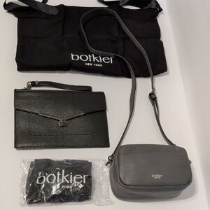 Botkier Gray Crossbody & Black Envelope Clutch Bag Set NWOT
